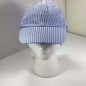 Baseball Cap BP New Blue White Gingham Check Baseball Hat Bow On Back O/S